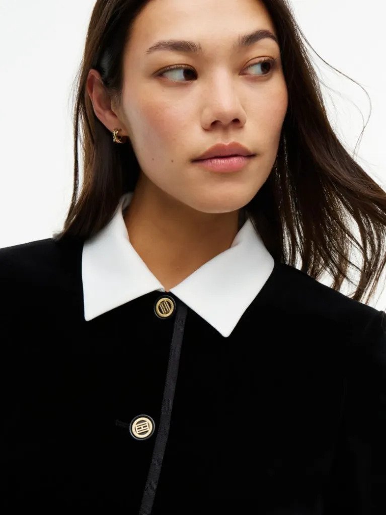 Women's Black Contrast Velvet Band Jacket Tommy Hilfiger WW0WW51841-BDS