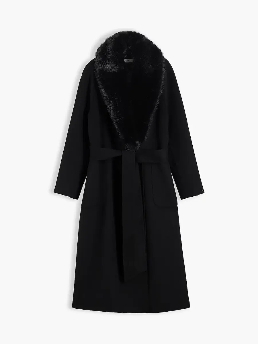Women's Black Df Wool Reg Belted Coat Tommy Hilfiger WW0WW51105-BDS