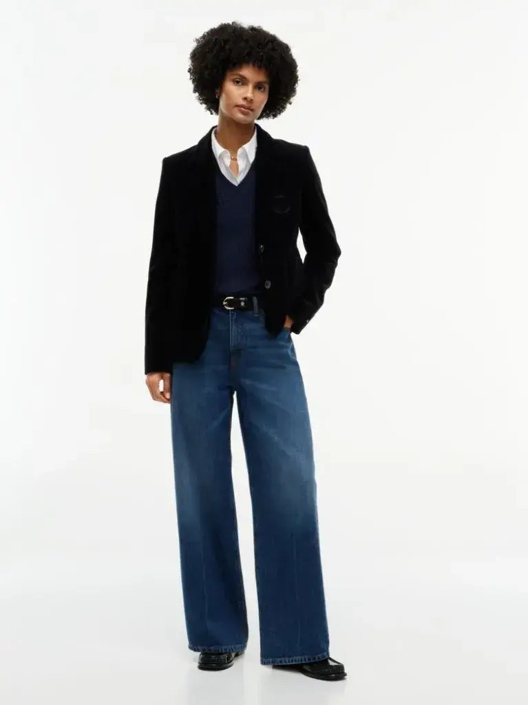 Women's Black Classic Velvet Crest Blazer Tommy Hilfiger WW0WW52321-BDS