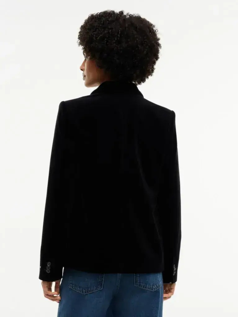Women's Black Classic Velvet Crest Blazer Tommy Hilfiger WW0WW52321-BDS