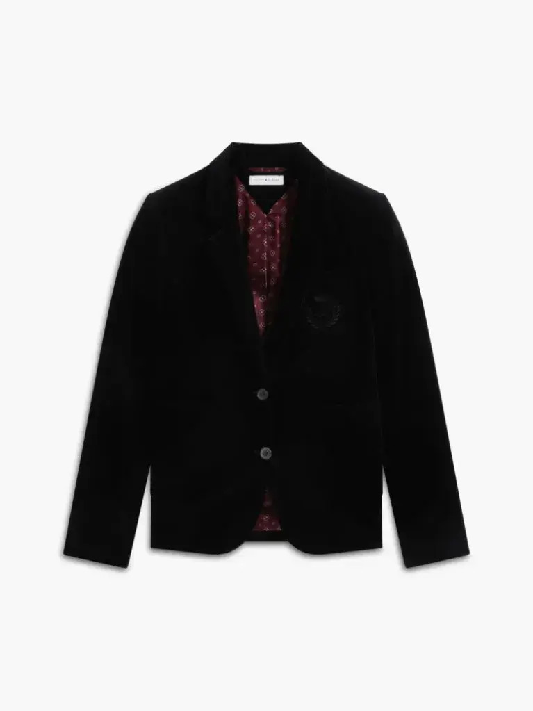 Women's Black Classic Velvet Crest Blazer Tommy Hilfiger WW0WW52321-BDS