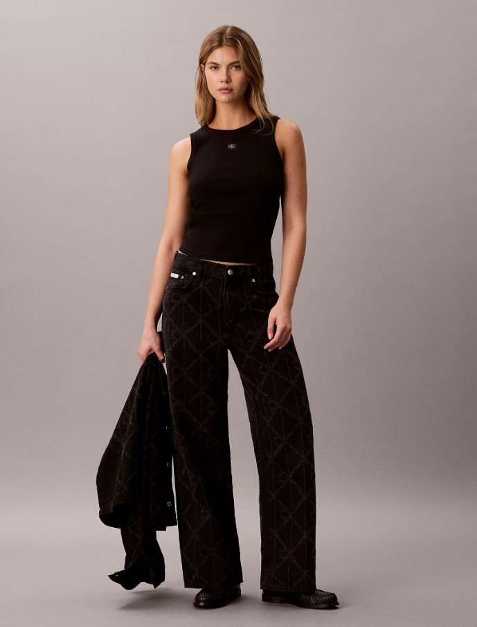 Γυναικείο Low Rise Baggy Τζιν Μαύρο Calvin Klein LV047H756G-4B3