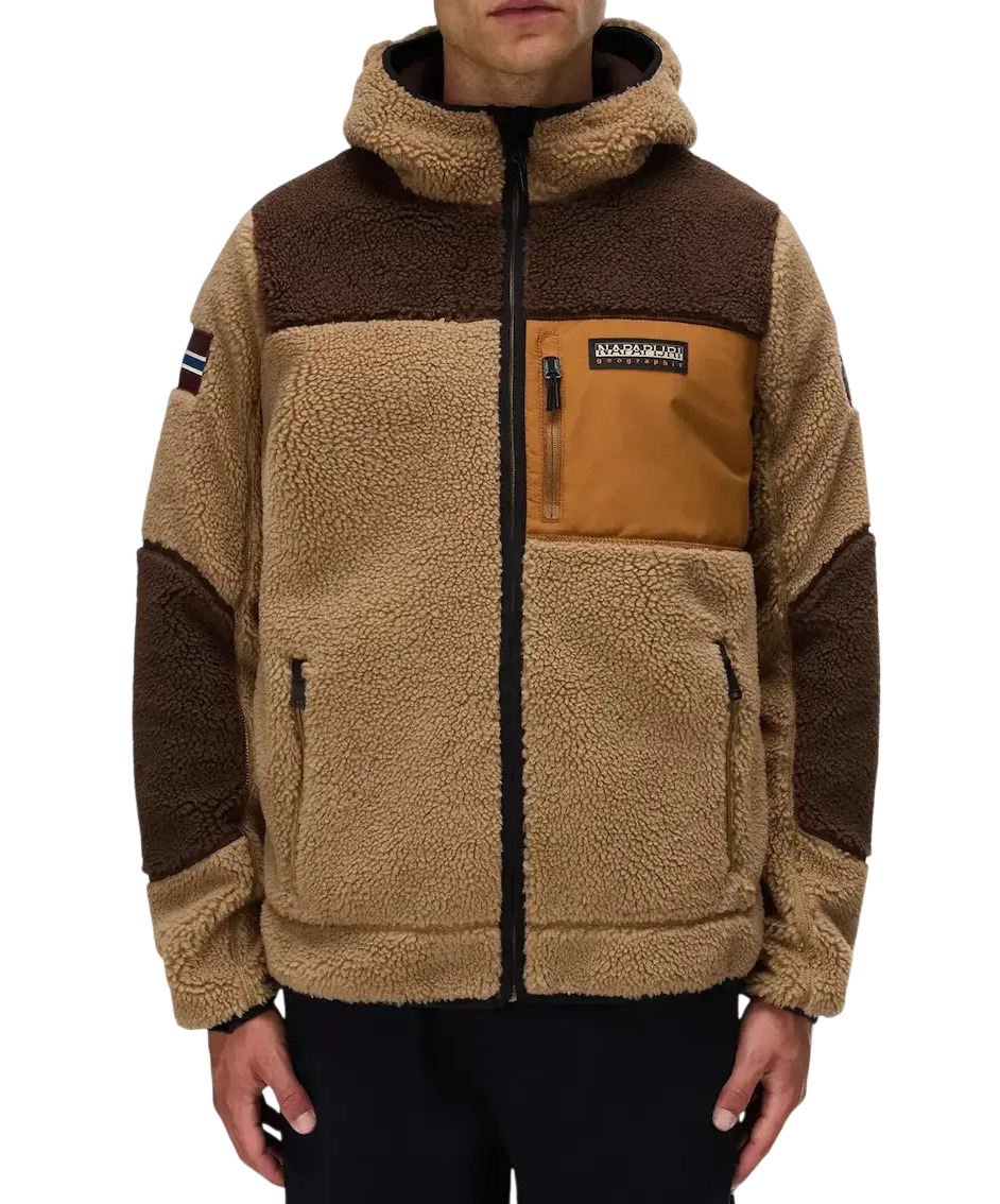 Men's Brown Yupik Full Zip Jacket Napapijri NP0A8AZX-M4E1
