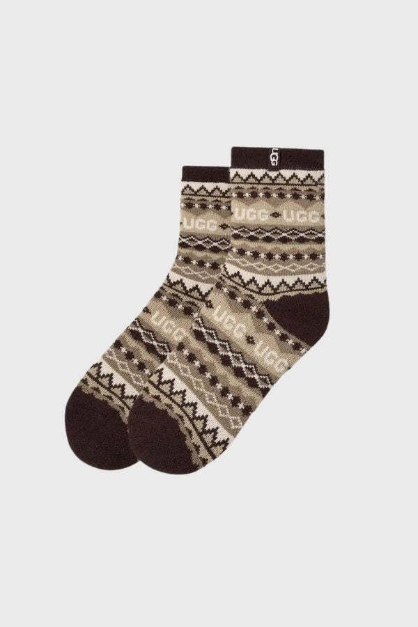 Women's Uggisle Coffee Grounds Multi Cressida Cozy Quarter Socks UGG 1171625-USL