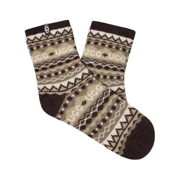 Women's Uggisle Coffee Grounds Multi Cressida Cozy Quarter Socks UGG 1171625-USL