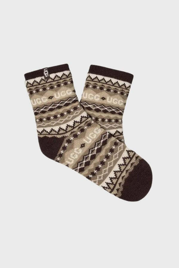 Women's Uggisle Coffee Grounds Multi Cressida Cozy Quarter Socks UGG 1171625-USL