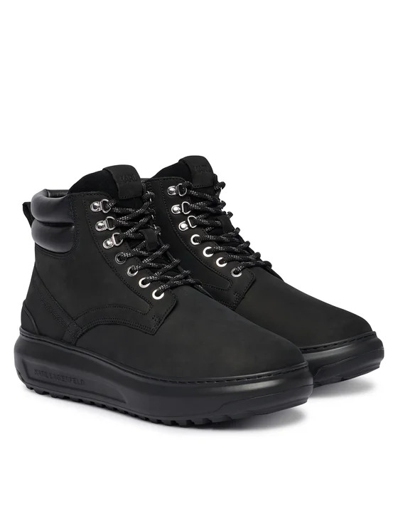 Ανδρικά Δερμάτινα Kapri Lug Μποτάκια Μαύρα Karl Lagerfeld KL57548-20X Black