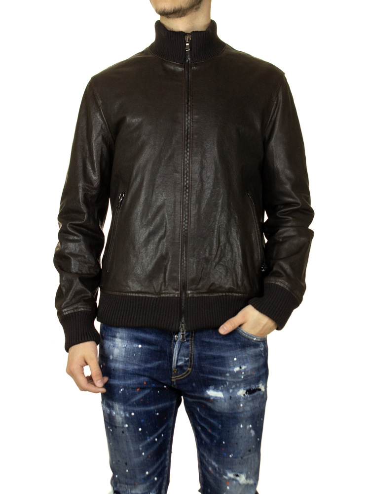 Ανδρικό Δερμάτινο Bomber Μπουφάν Καφέ Maffei 5127690104-BROWN