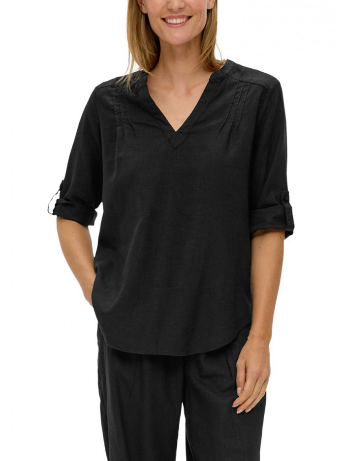 Women's Black Linen Shirt S.Oliver 2144554-9999