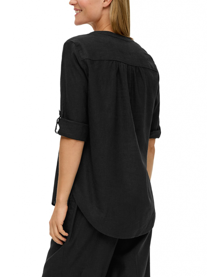 Women's Black Linen Shirt S.Oliver 2144554-9999