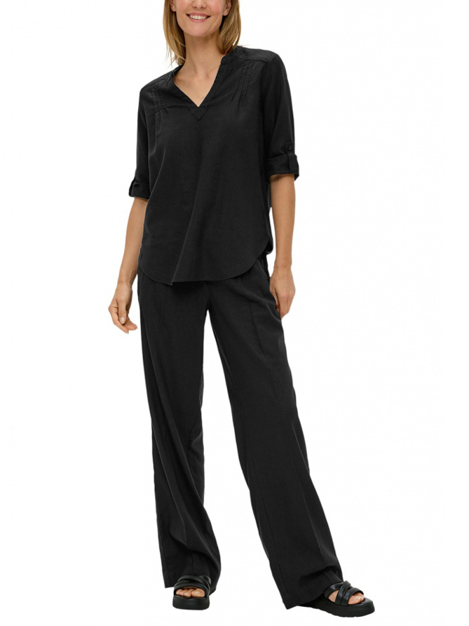 Women's Black Linen Shirt S.Oliver 2144554-9999