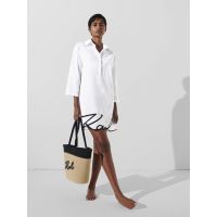 Women's White Karl DNA Signature Beach Dress Karl Lagerfeld 240W2205-100 WHITE