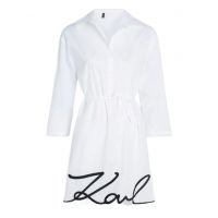 Women's White Karl DNA Signature Beach Dress Karl Lagerfeld 240W2205-100 WHITE