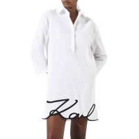 Women's White Karl DNA Signature Beach Dress Karl Lagerfeld 240W2205-100 WHITE