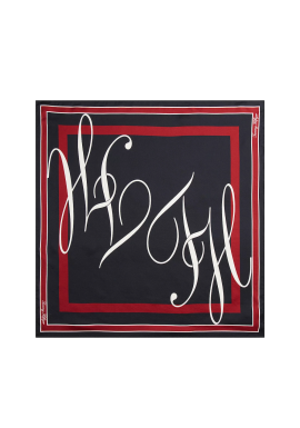 Women's Navy Blue TH Heritage Script Silk Scarf Tommy Hilfiger AW0AW17967-DW6