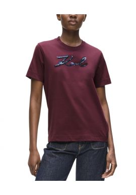 Γυναικείο Signature T-shirt Μπορντό Karl Lagerfeld A4W17052-548 BURGUNDY