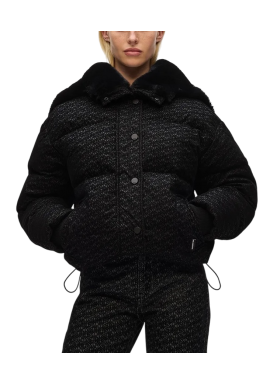 Women's Black Flock Logo Puffer Jacket Karl Lagerfeld A4W15042-2ET