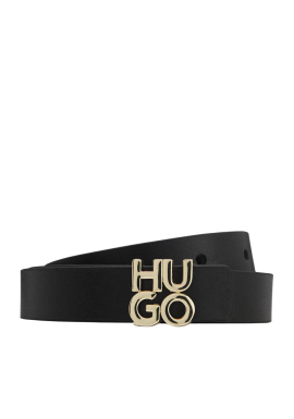 Women's Black Leather HU-GO Belt Hugo 50554084-001