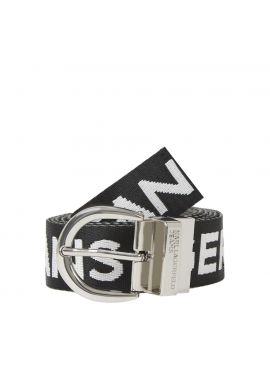 Women's Black/Grey KLJ Reversible Webbing Belt Karl Lagerfeld Jeans A3W33142-989 BLACK/SILVER
