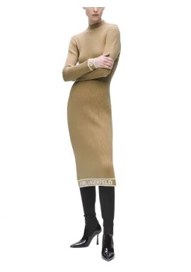 Women's Taupe Logo Knit Dress Karl Lagerfeld A4W13028-1LG NOUGAT