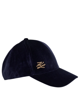 Women's Navy Blue K/Autograph Pin Velvet Cap Karl Lagerfeld A4W33003-338 NAVY