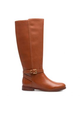 Women's Brown Leather Brooke Till Tall Boot Ralph Lauren 802974383001-LAUREN TAN