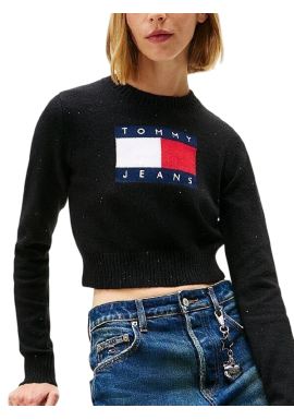 Women's Black Tjw Sparkle Flag Sweater Ext Tommy Jeans DW0DW21690-BDS