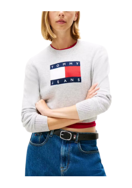 Women's Grey Tjw Sparkle Flag Sweater Ext Tommy Jeans DW0DW21690-P09
