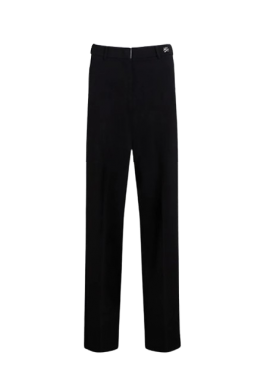 Women's Black Contrast Waistband Pants Karl Lagerfeld A4W10115-101 WHITE BLACK