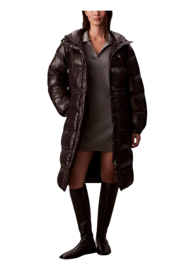 Women's Black Shine Long Puffer Coat Calvin Klein LV047D506G-UB1