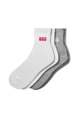 Women's White/Grey Quinlin Logo Quarter 2Pack Socks UGG 1171623-CNKG