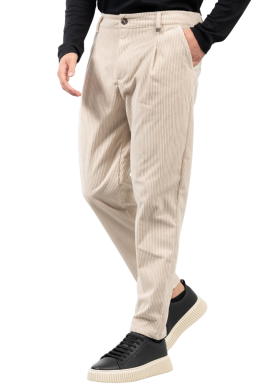 Men's Beige Corduroy Pants Vittorio 2324JACOB-STONE