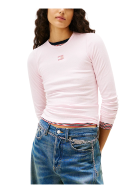 Γυναικείο Slim Μακρυμάνικο T-shirt Ροζ Tommy Jeans DW0DW20178-TOG