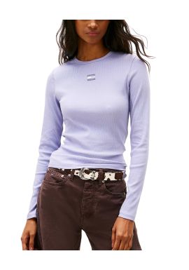 Women's Periwinkle Dusk Tjw Slim Ls Badge Tee Ext Tommy Jeans DW0DW20178-C5U