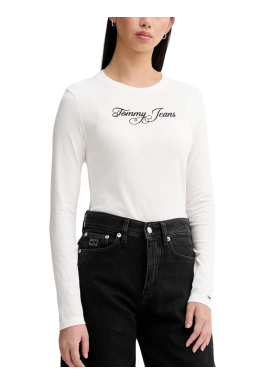 Women's White Tjw Slim Essential Logo 1 Ls Tee Tommy Jeans DW0DW21844-YBL