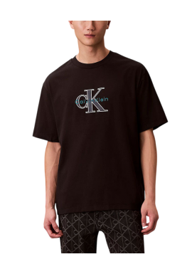 Men's Black Ss 16s Tricolor Monologo Graphic T-shirt Calvin Klein LV04RE815G-UB1