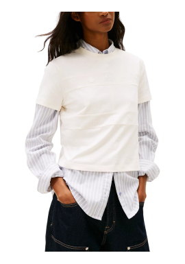 Women's Ecru Tjw Reg Sh Tonal Flag Tee Tommy Jeans DW0DW22539-YBH