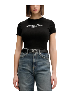 Γυναικείο Slim T-shirt Μαύρο Tommy Jeans DW0DW21838-BDS