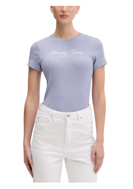 Women's Periwinkle Dusk Tjw Slim Ess Logo 1 Rib Tee Ext Tommy Jeans DW0DW21838-C5U