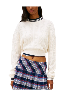 Women's Off White Tjw Boxy Flag Cable Sweater Tommy Jeans DW0DW22025-YBH