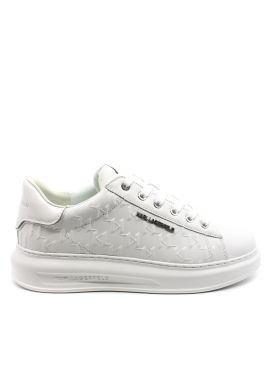 Ανδρικά Δερμάτινα Kapri Monogram Sneakers Λευκά Karl Lagerfeld KL52549K-01W WHITE