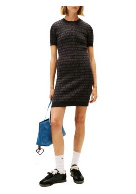 Γυναικείο Πλεκτό Κοντομάνικο Φόρεμα Μαύρο Tommy Jeans DW0DW21907-0GJ