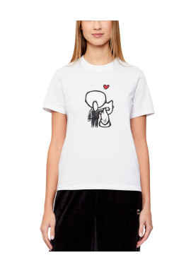 Women's White Ikon Valentine T-shirt Karl Lagerfeld B1W17038-100 WHITE