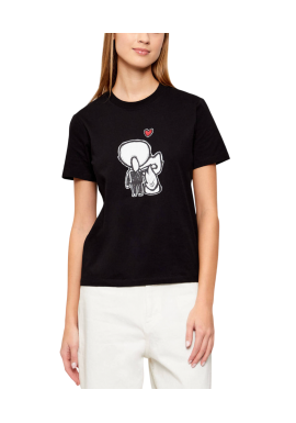 Women's Black Ikon Valentine T-shirt Karl Lagerfeld B1W17038-999 BLACK