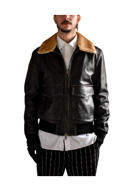 Ανδρικό Δερμάτινο Μπουφάν Μαύρο Maffei 51283col-NERO