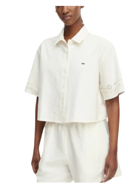Γυναικείο Κοντομάνικο Πουκάμισο Λευκό Tommy Jeans DW0DW22214-YBH