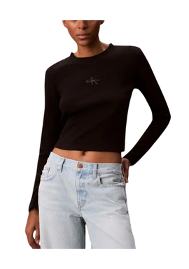 Women's Black A- Ls Monogram Baby Tee Calvin Klein LV047A803G-UB1