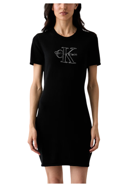 Γυναικείο Κοντομάνικο Φόρεμα Μαύρο Calvin Klein LV047G333G-UB1