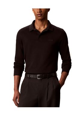 Men's Black Ls Slim Supima Logo Patch Polo Calvin Klein LV04LH240G-UB1