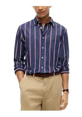 Men's Navy Blue Poplin Ground Stp Rf Shirt Tommy Hilfiger MW0MW44588-0MS